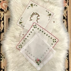 Vintage X-mas handkerchiefs set of 4